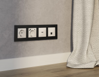 Комплект механизма компьютерной розетки RJ-45 экранированной с автоматической защитной шторкой Alfa Бежевый матовый Quant Ambrella Volt MA332005 (AP3320, VM185)