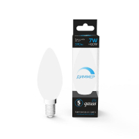 Лампа светодиодная диммируемая Gauss E14 7W 6500K свеча матовая 103101307-D GAUSS