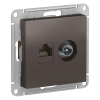 Розетка ATLASDESIGN двойная компьютерная+ТВ RJ45+TV категория 5E механизм мокко Systeme Electric ATN000689