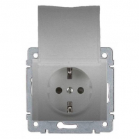 Розетка 2К+3 Legrand Galea Life 16A 250V с/з со шторками крышкой автоматические клеммы алюминий 771364