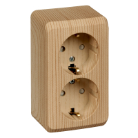 ЭТЮД Розетка двойная наружная с заземлением со шторками Сосна Systeme Electric PA16-008D