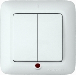 ПРИМА Выключатель двухклавишный скрытый с индикацией 250В 6А белый Systeme Electric S56-039-B