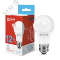 Лампа светодиодная LED-A60-VC 12Вт 230В Е27 6500К 1140Лм IN HOME IN-HOME 4690612020259