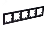 ATLASDESIGN NATURE 5-постовая РАМКА, НАТУРАЛЬНОЕ СТЕКЛО, ЧЕРНЫЙ Systeme Electric ATN361005