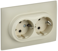SKANDY Розетка 2-местная с заземлением с защитными шторками 16А в сборе SK-R07B бежевый IEK SK-R24-16-K10-F