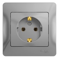 GLOSSA Розетка с заземлением в сборе алюминий Systeme Electric GSL000342