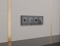 Комплект механизма розетки компьютерной + TV оконечной RJ-45 с автоматической защитной шторкой Alfa Антрацит серый Ambrella Volt MA662510 (AP6625, VM195)