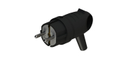 Вилка 2К+З угловая каучуковая 16А/250В IP44 Чёрная MultiSet Systeme Electric MST1102BK