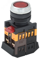 Кнопка красная ABLFS-22 1з+1р плоская с подсветкой неон 240В IEK BBT30-ABLFS-K04