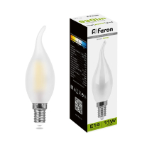 Лампа светодиодная LED 11вт Е14 белый матовая свеча на ветру FILAMENT FERON LB-714 38011