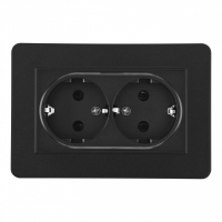 Розетка двойная с/з и шторками Arte Milano SET16-double-40-2 black