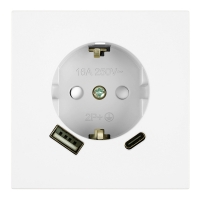 Розетка 1-местная 16А + USB + Type C (механизм) Stekker 250В 20W Мия RST16-3119-01 50438