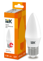 Лампа светодиодная C35 свеча 5Вт 230В 3000К E27 IEK LLE-C35-5-230-30-E27