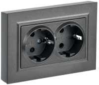 BRITE Розетка двойная с заземлением без защитных шторок 16А в сборе РС12-3-БрТБ темная бронза IEK BR-R21-16-K45-F