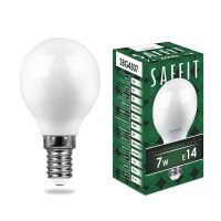 Лампа светодиодная LED 7вт Е14 белый матовый шар SAFFIT SBG4507 55035