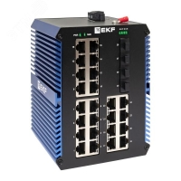 Коммутатор промышленный неуправляемый U-4GX/SFP-24GTP, 4 порта 1000Base-X SFP, 24 порта 10/100/1000Base-T(X) RJ45 c PoE, монтаж на динрейку TSX EKF TSX-U-4GX/SFP-24GTP