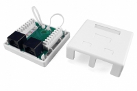 Розетка компьютерная RJ-45(8P8C) кат 5e двойная внешняя Hyperline SB1-2-8P8C-C5e-WH 430234