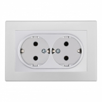 Розетка двойная с/з и шторками Arte Milano SET06-double-40-2 silver