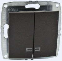 Выключатель двухклавишный с подсветкой Mono Electric Despina-Larissa 10А 250В графит 500-002025-103