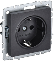 BRITE Розетка с заземлением без защитных шторок 16А РС11-1-0-БрЧ черный IEK BR-R11-16-K02