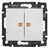 Переключатель двухклавишный Legrand Valena 10A 250V с подсветкой белый 774213