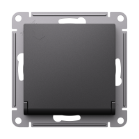 ATLASDESIGN РОЗЕТКА с заземл. со шторками с крышкой, 16А, IP20, механизм, БАЗАЛЬТ Systeme Electric ATN001446