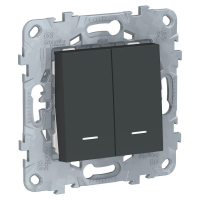 Переключатель двухклавишный с подсветкой Schneider Electric Unica New NU521354N