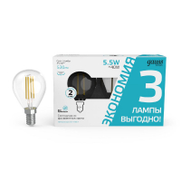 Лампа светодиодная Gauss Basic Filament E14 5.5W 4100K 1051126T