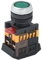 Кнопка зеленая ABLFS-22 1з+1р плоская с подсветкой неон 240В IEK BBT30-ABLFS-K06