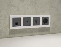 Комплект механизма компьютерной розетки RJ-45 экранированной с автоматической защитной шторкой Alfa Антрацит серый Quant Ambrella Volt MA662005 (AP6620, VM185)