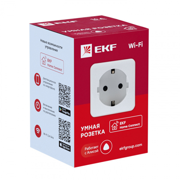 Умная розетка Сonnect Wi-Fi белая EKF RCS-1-WF