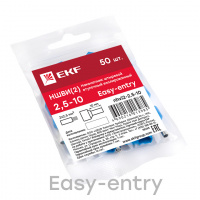 Наконечник штыревой втулочный изолированный НШвИ(2) 2.5-10 (50шт) EKF nhvi2-2.5-10