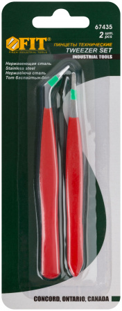 67435 Пинцеты набор 2 шт с ПВХ ручкой FIT 