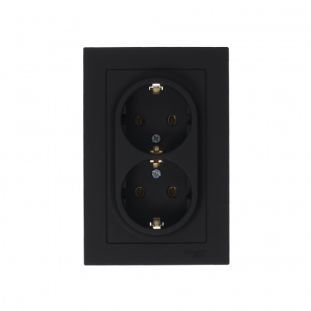 Розетка ATLASDESIGN двойная с заземлением 16А в сборе карбон Systeme Electric ATN001024