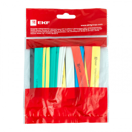 Трубка термоусаживаемая ТУТ нг 8/4 (7 цветов по 3шт) 100мм PROxima EKF tut-n-8