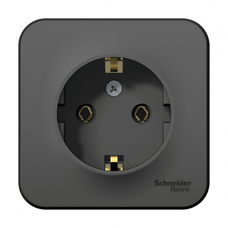 BLANCA Розетка наружная с заземлением без шторок с изолирующей пластиной, 16А, 250В, антрацит Systeme Electric BLNRA010116