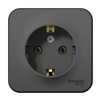 BLANCA Розетка наружная с заземлением без шторок с изолирующей пластиной, 16А, 250В, антрацит Systeme Electric BLNRA010116