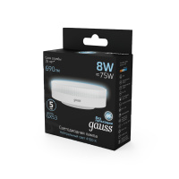 Лампа светодиодная LED 8 Вт 690 лм 4100К AC150-265В GX53 таблетка нейтральный Black GAUSS 108008208