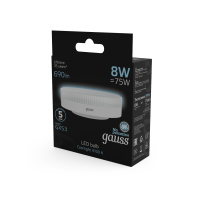 Лампа светодиодная LED 8 Вт 690 лм 4100К AC150-265В GX53 таблетка нейтральный Black GAUSS 108008208