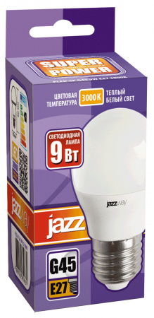 2859631A Лампа светодиодная LED 9Вт Е27 теплый белый матовый шар JazzWay 