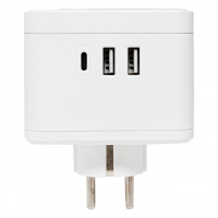 Тройник Куб 2 гнезда 2USB 2.4А+Type C + Ночник EKF UBA-CUB-T2-TC