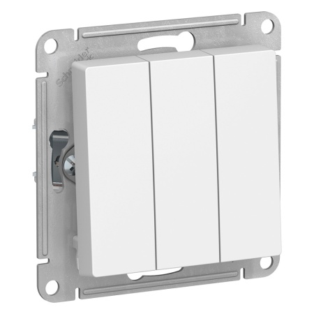 Выключатель трехклавишный ATLASDESIGN схема 1+1+1 10АХ механизм белый Systeme Electric ATN000131