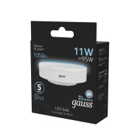 Лампа светодиодная LED 11 Вт 1050 лм 4100К AC150-265В GX53 таблетка нейтральный Black GAUSS 108008211