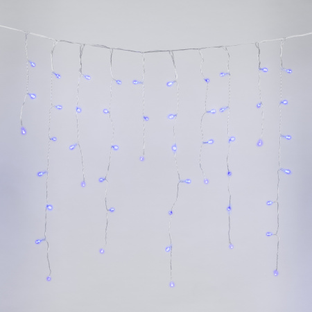 Бахрома светодиодная с эффектом мерцания 2м Соединяемая 100 светодиодов Синий свет Провод прозрачный ULD-B2007-100/TTK BLUE IP44 Uniel UL-00007207