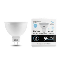 Лампа светодиодная LED 9 Вт 680 лм 6500К AC180-240В GU5.3 софит MR16 холодная  Elementary Gauss GAUSS 13539