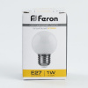 Лампа светодиодная LED 1вт Е27 белый 2700К (шар) FERON LB-37 25878