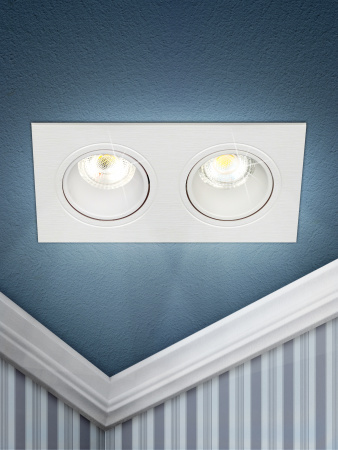 Б0054371 Встраиваемый светильник декоративный KL90-2 WH MR16/GU5.3 белый, пластиковый (MR16/GU5.3 в комплект не входит) ЭРА 