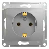 GLOSSA Розетка с заземлением в рамку алюминий Systeme Electric GSL000343