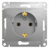 GLOSSA Розетка с заземлением в рамку алюминий Systeme Electric GSL000343