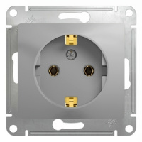 GLOSSA Розетка с заземлением в рамку алюминий Systeme Electric GSL000343
